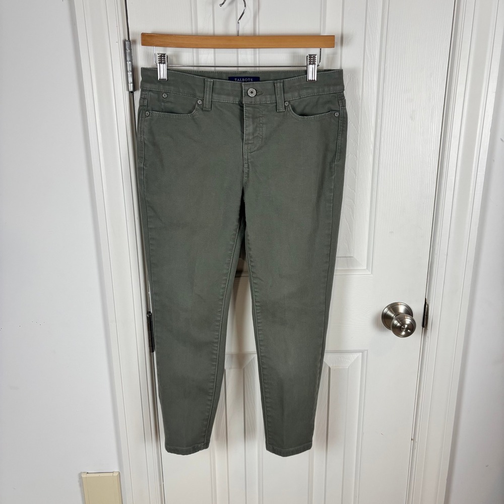 Talbots Simply Flattering Olive Green Jegging Crop Pants Womens 4P BD5204